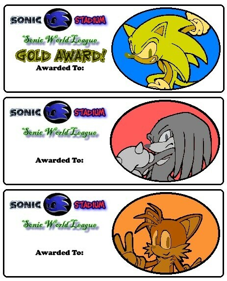 Sonic World League Certificates (Unused, 2001)