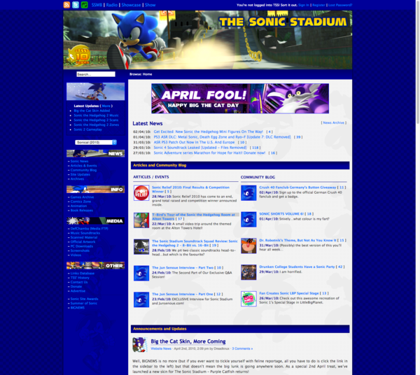 TSS Layout 8 - Left Navigation (Mar 2009) - Sonic Stadium - Sonic Stadium