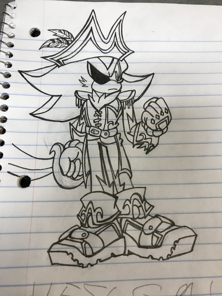 Pirate Shadow Pen Drawing